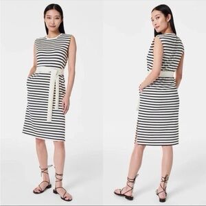 NWT SPANX AirEssentials Tie-Waist Tank Dress Deep Night Stripe XL